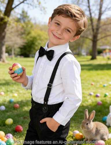 Image of A&J DESIGN Toddler Boys Formal Clothes Suspender Outfit Dress Suit 12M - 6Y