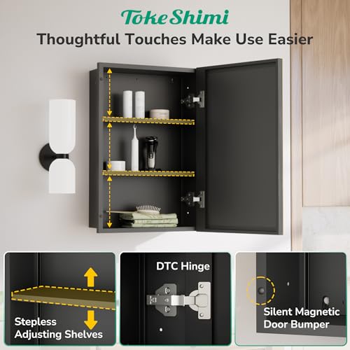 Image of TokeShimi 16 x 24 Bathroom Medicine Cabinet with Mirror, Oil Rubbed Bronze
