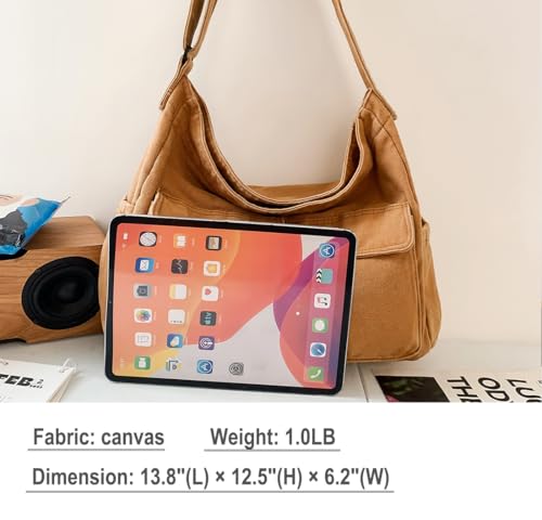 Image of Messenger Bag Hobo Crossbody Bags for Women Canvas Bag Crossbody Tote Bag Shoulder Bag