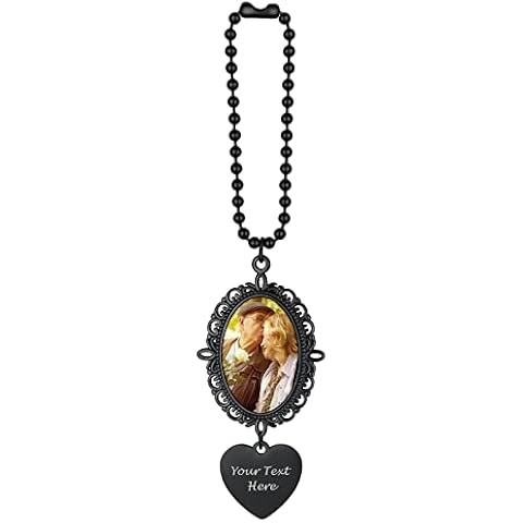 Custom4U Personalized Car Charms for Rear View Mirror Customized Picture Hanging Car Photo Charm Ornament Mirror Pendant Memorial Cover