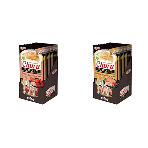 INABA Churu Luxury Snack per Gatti Cremoso, Delizioso e Pregiato Cibo per Gatti da Leccare - Snack Gatto Senza Conservanti o Coloranti Artificiali