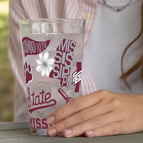 Image of Logo Brands NCAA 16 oz Pint Glass - Durable Glass With Bold Team Color- Chip-Resistant Rim Drinkware For Fans, Tailgates, Home Bars & Everyday Use