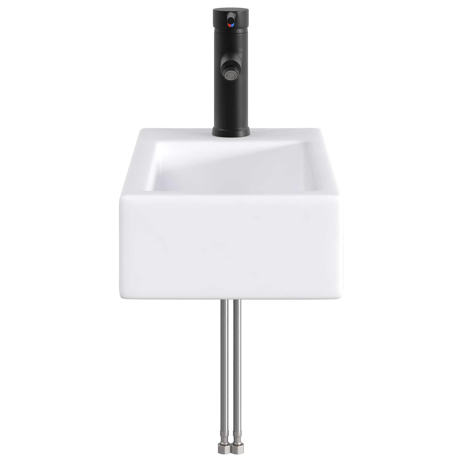 Umywalka metalowa matowa czarna 45,5 x 25,5 x 13 cm | Z kranem i odpływem, odporny na korozję, łatwe czyszczenie, do małych łazienek