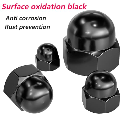 Qrity 20 Stück M3 Hutmuttern, Sechskant Hutmuttern, Kuppelkopf, Dekorative Kappenmutter für Schrauben Bolzen, Schwarz