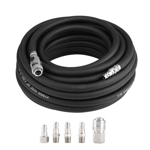 Manguera de aire Karlak de goma de 15m con kit de accesorios de 5 piezas para compresor neumático 6