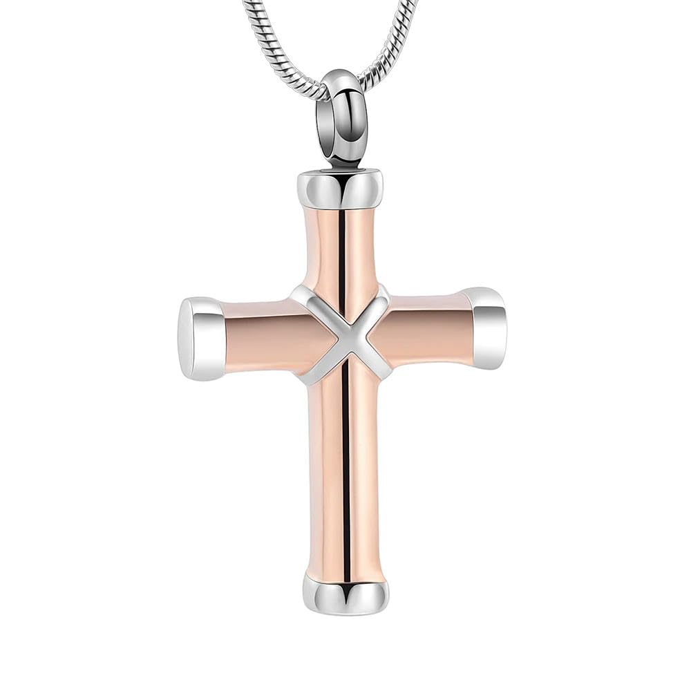 Bijoux pour hommes et femmes croix de crémation or rose cadeau mémoriel