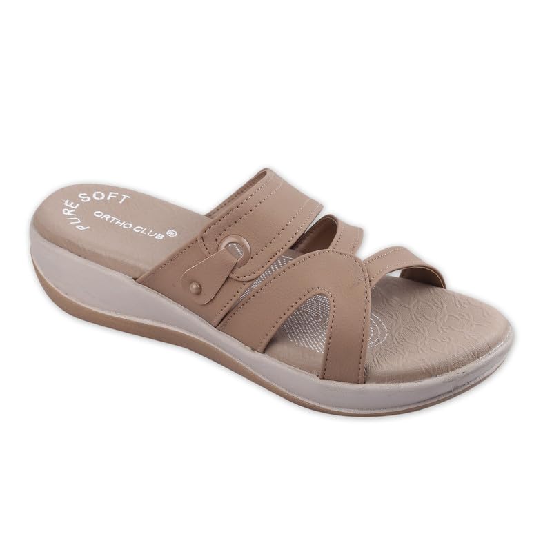 Image of ORTHO CLUB Women Orthopedic Comfort Slippers | Soft Cushioned Footbed | Anti-Slip Sole | Lightweight Daily Wear Sandals for Home & Outdoor Use