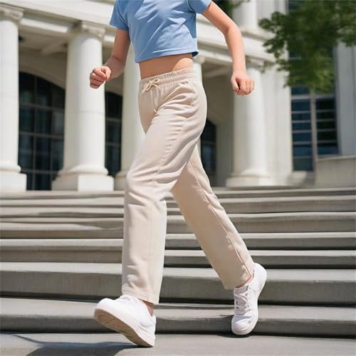 Girls Preppy Sweatpants Straight Leg Baggy Joggers Drawstring Elastic High Waisted Trendy School Athletic Pants2