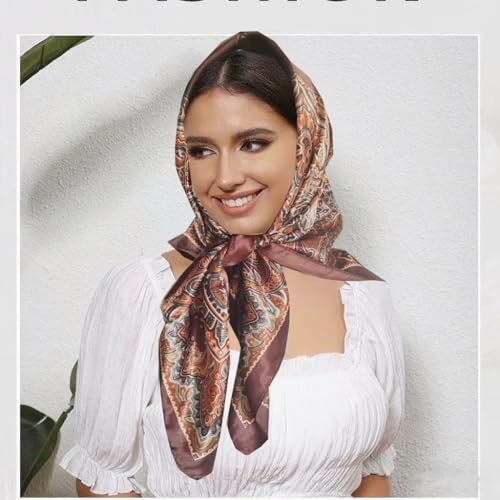 35”Head Scarf Satin Silk Like Hair Scarf Large Square Head Scarves Bandana Head Wraps Headscarfs for Women Green4