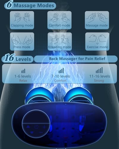 Heating Pad for Back Pain Relief-Lower Back Massager with Heat,Abdominal Belly Massagers with 6 Massage&16 Levels,3 Heated,Cordless Portable Travel Waist Wrap Belt,Mothers Day Gifts for Him Her