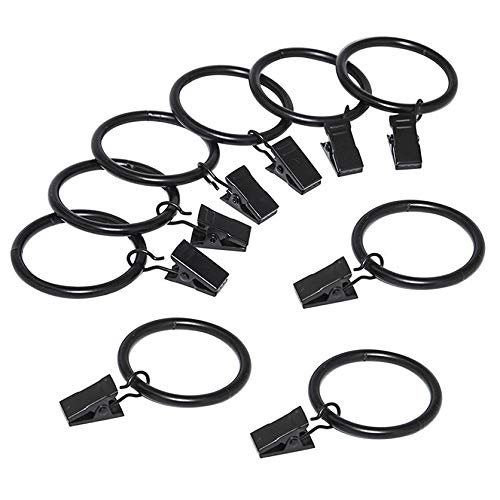 OFKPO Occhielli a Clip per Tende Metallo Anelli per Tenda con Clip Set di 20 Nero