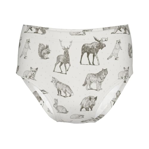 Animals Drawings Pattern Girls' Underwear Soft Cotton Little Girls Panties Comfort Briefs