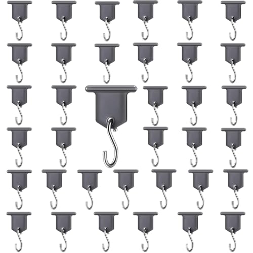 RVPNR 36Pcs RV Awning Light Holder Camper Awning Hook Light Accessory Plastic and Metal Light S Shaped Hook Gray Camper Light Support Hanger for Camping Tent Indoor Outdoor Decor (36 Pieces)