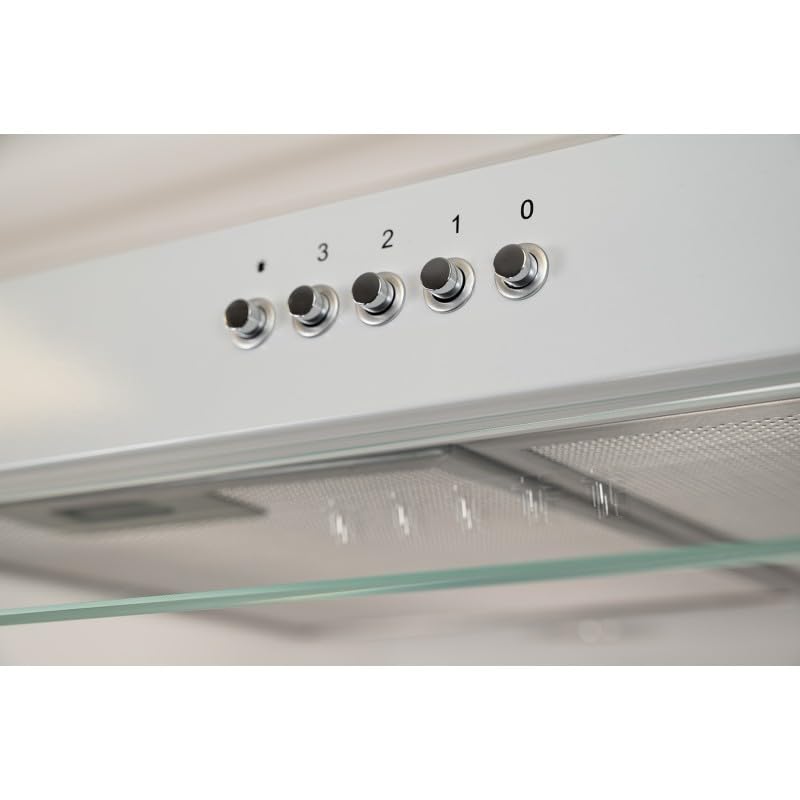 Hotte Casquette 60 cm Blanche – Double moteur 203 Watts - 435 m³/h