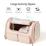 FUKUMARU Cat Carrier, 4 Mesh Windows Small Dog Carrier, 4 Storage Pockets Cat Travel Bag, Under 15 lb Airline Approved Pet Carrier, Rollable Cover for Nervous Cats, Pink - Image 2