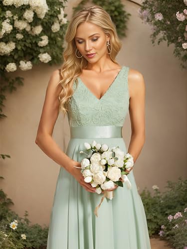 Image of Ever-Pretty Women's Spring V Neck Lace Chiffon A Line Prom Dresses Semi Formal Cocktail Wedding Guest Dress 0207