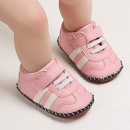 Image of HsdsBebe Baby Boys Girls Pu Leather Hard Bottom Walking Sneakers Toddler Rubber Sole First Walkers Infant Cartoon Slippers Crib Shoes
