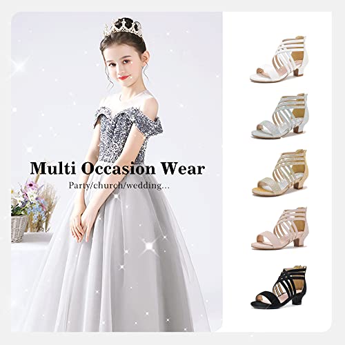 Image of LAURMOSA Little Girls Sandals High Heels Formal Shoes Open Toe Pump Sandals Glitter Party Wedding Shoes for Big Kids Toddler