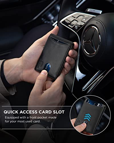 Serman Brands Rfid Blocking Slim Bifold Genuine Leather Minimalist Front Pocket Wallets For Men With Money Clip Thin Mens (Charcoal Black 1.0) #TOP2