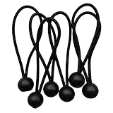UJEAVETTE 6 Pieces Heavy Duty Bungee Ball Cord Tarp Tent Tie Down Tope Black 5 inch