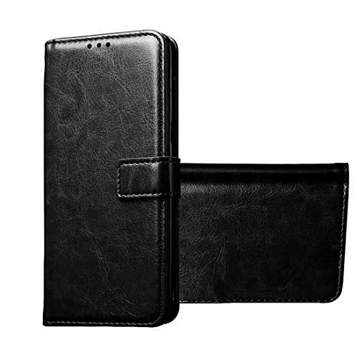 Image of Flip Cover Compatible with Tecno Spark Go (2020) | Premium Leather Finish | Inbuilt Pockets & Stand | Flip Cover Back Case for Tecno Spark Go (2020) (Black)