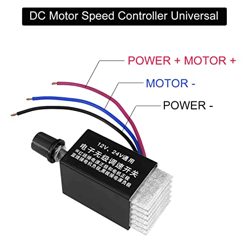 2 Pcs Dc Motor Speed Controller Universal 12V 24V Speed Adjustable Electronic Stepless Speed & Brightness Regulator Switch With Heat Sink For Car Truck Fan Heater Evaporator Defroster And Bulb Control #TOP1