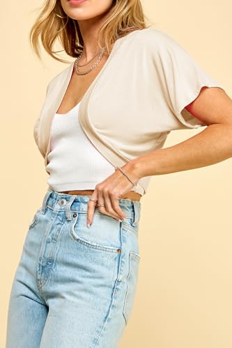 Image of Lock and Love Women's Versatile Open Front Lightweight Short Sleeve Bolero Shrug