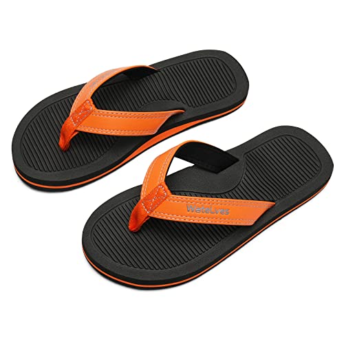WateLves Enfants Tongs Plage Piscine Chaussons Filles Garçons été Pantoufle Douche Antidérapant Sandales(Orangé, 34EU) Cover