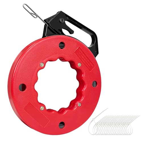 YIYITOOLS 50FT Fish Tape Wire Puller,Heavy-Duty Wire Fishing Tool,1/8 Carbon Steel Tape,Durable ABS&PP Casing,Self-Locking Design,Easy-Grip Handle,Flexible Wire Puller for Conduit,Walls&Ceilings