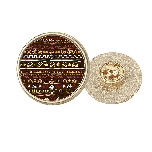 Broche ronde en métal doré au style aborigène chic taille M