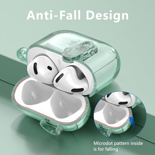 Image of (with Safety Lock) Clear Case Compatible with Cute Apple Airpods 4 Cases 2024 Women, VISOOM Soft TPU Transparency Air pods 4 Gen Case iPods 4 Earbuds Case Girl Bling Keychain for Airpod iPod 4th Gen