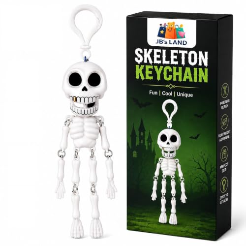 Image of Skeleton Keychain with Movable Joints Funny Hanging Key Accessory Charm | Cute Cartoon Style