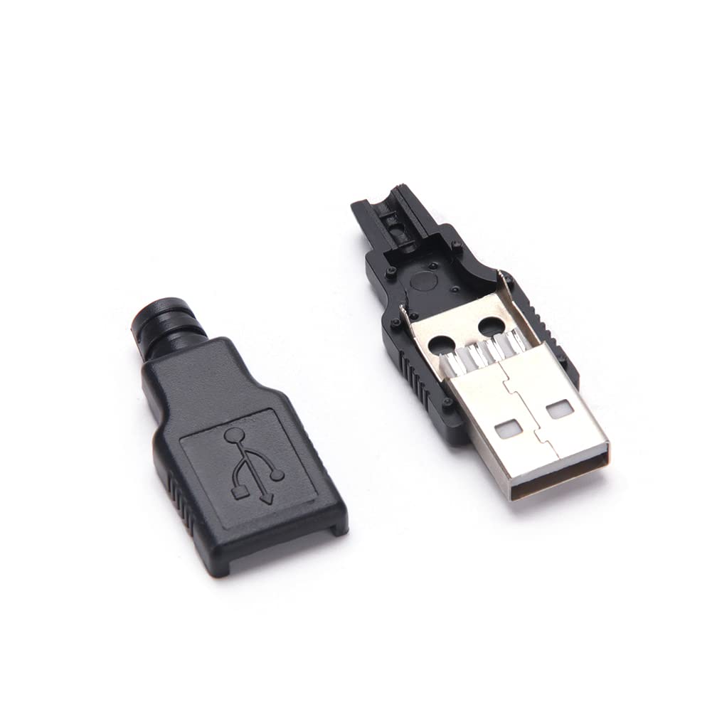 VooGenzek USB 2.0 Typ A Stecker & Buchsen Set – 12 Stück, Inkl. Kunststoffabdeckungen, Für DIY Kabel