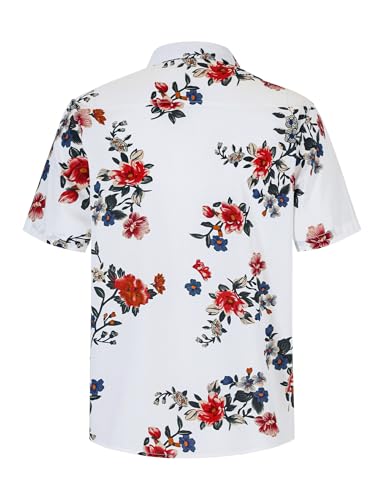 Mens Cotton Hawaiian Shirt - Casual Short Sleeve Button Down Shirts, Tropical Floral Shirt for Summer Vacation2