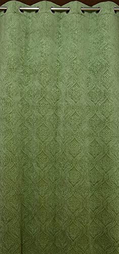 Image of Fabrilia Velvet Eyelet Window Curtain 5 feet for Living Room /Bedroom, Green, Pack of 1 Piece