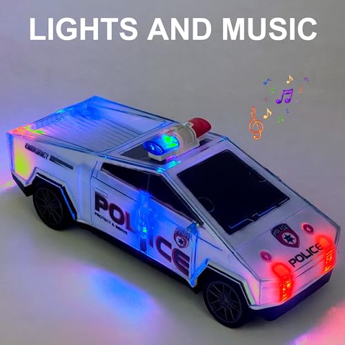 Image of VGRASSP Push and Go Cyber Police Truck Toy for Kids with Flashing Lights and Music - Friction Patrol Car with Sound Effects - Color As Per Stock
