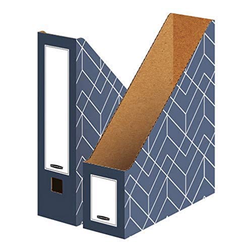 Bankers Box Porte-revues Déco, pour format A4, formes géométriques, étiquette sur les deux tranches, couleur bleu nuit, pack de 5, 10x22.8x29.9 cm, couleur bleu ardoise, 4484001