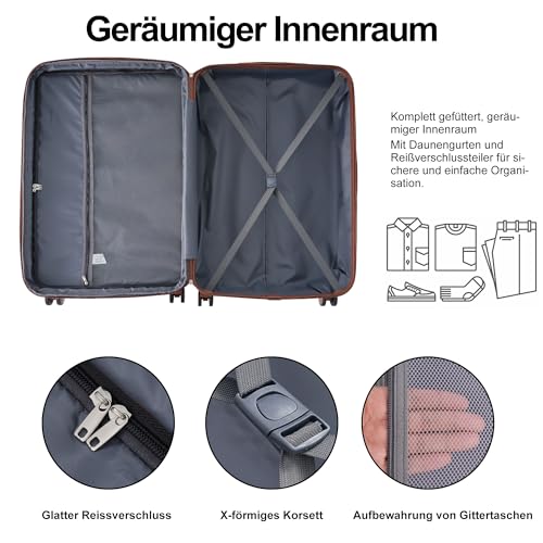 Kofferset 2-delig, bagage met cosmeticatas, harde koffer middelgroot, beautycase, handbagage 4 wielen, ABS-materiaal, TSA-slot, reiskoffer, koffer, trolleys, harde schaal, koffersets, blauw, Kofferset - Image 7