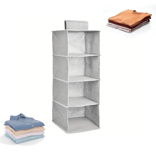 Oceano Hängeorganizer, Kleiderschrank, Regale, Ankleidezimmer, faltbar, platzsparend, Regal, Hut, Socken, Schuhe, Unterwäsche, Handtücher, Zubehör (4 Ebenen)