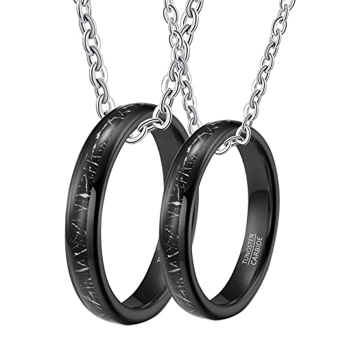 Collar para parejas de tungsteno negro de 4 mm que simboliza una unión indestructible