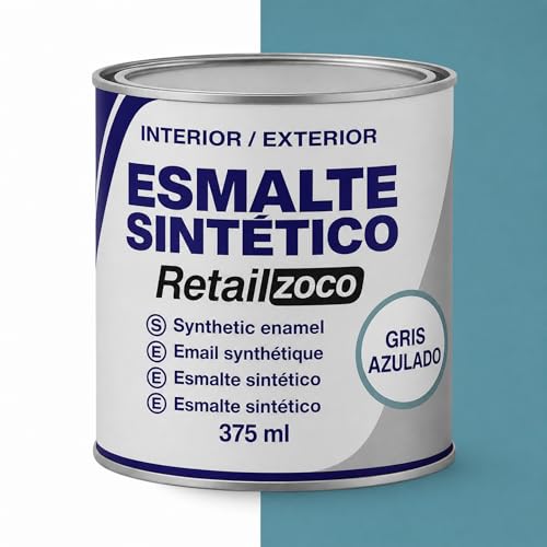Esmalte Sintético, Pintura Esmalte, synthetic enamel, Uso en maderas y metales, Apto para interior/Exterior, Contiene 375 ml, Color Gris Azulado