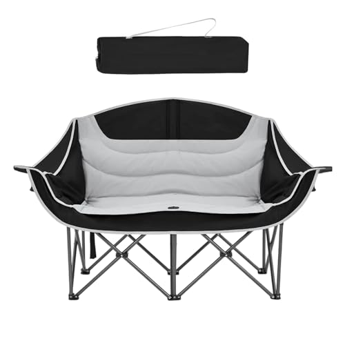 Chaise de camping double pliable robuste pour alpinisme et camping, canapé portable pour pique-nique, stade, baseball, football, golf, camping-car, famille, fête,...
