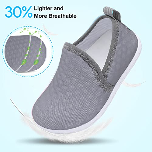 Toddler Slippers Boy Girl Lightweight Loafers Non Slip Mesh Shoes For Toddlers Water Swim Shoes Quick-Dry Beach Aqua Socks Grey Size 7 #TOP1
