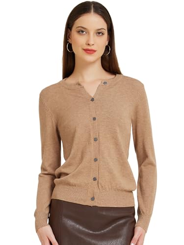 Image of Allegra K Women's Lightweight Button Cardigan Crewneck Long Sleeve Sweaters