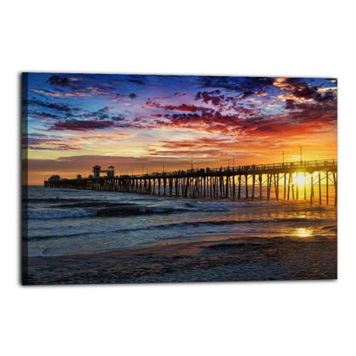Oceanside Pier in Southern California During A Colorfully Cloudy Sunset