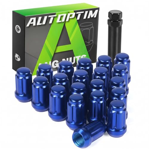 Image of AUTOPTIM M12x1.5 Spline Lug Nuts - 20Pcs Blue Closed End Nuts with Socket