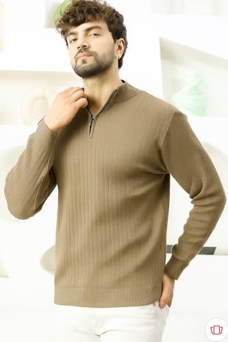 Image of Pivl Men's Winter Half Zip Solid Warm Sweater
