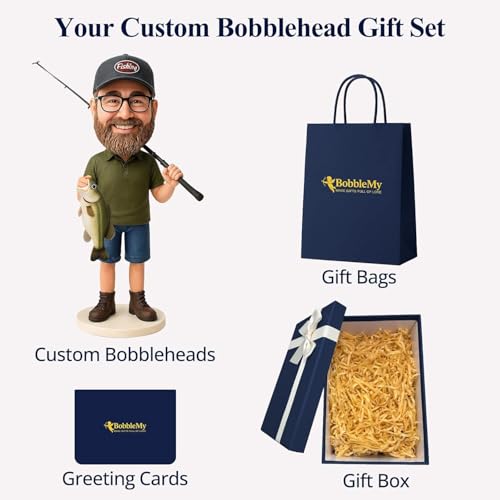 BobbleMy Custom Bobblehead, 6/7/8 inch Personalized Customized Bobbleheads Customization Dolls Figure Handmade Sculpture Gifts Based on Your Photos for Boyfriend, Husband, Friends(A Fisherman) - Thumbnail 3