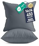 Utopia Bedding 16x16 Pillow Inserts, Set of 2, Grey – Indoor Decorative Throw Pillows for Bed, Sofa & Couch – Soft, Supportive & Fluffy Cushion Inserts