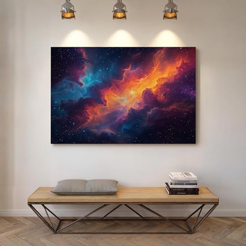 Décoration spatiale colorée tableau sur toile nébuleuse 80x120cm - 2